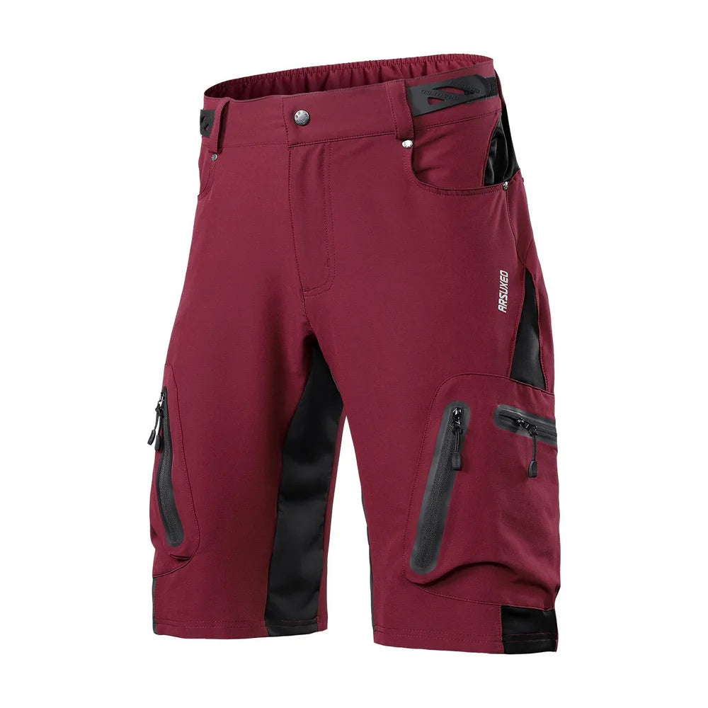 ARSUXEO Men Cycling Shorts Downhill Bike MTB Shorts Loose Outdoor Sports Mountain Bicycle Shorts Breathable Quick Dry Reflective