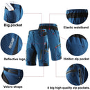 ARSUXEO Men Cycling Shorts Downhill Bike MTB Shorts Loose Outdoor Sports Mountain Bicycle Shorts Breathable Quick Dry Reflective