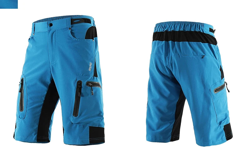 ARSUXEO Men Cycling Shorts Downhill Bike MTB Shorts Loose Outdoor Sports Mountain Bicycle Shorts Breathable Quick Dry Reflective