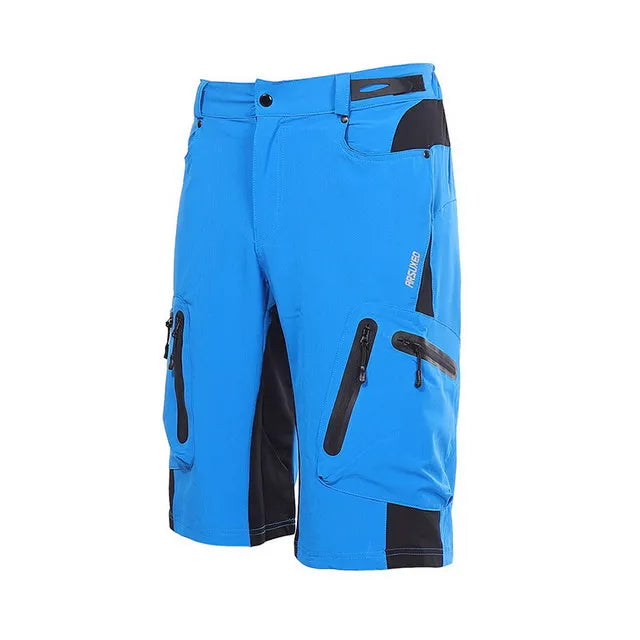 ARSUXEO Men Cycling Shorts Downhill Bike MTB Shorts Loose Outdoor Sports Mountain Bicycle Shorts Breathable Quick Dry Reflective
