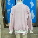 Striped Sweatshirt Sets for Women 2 Piece Shorts Outfits Y2k Long Sleeve High Neck Pullover and Shorts Lounge Fall Tracksuit