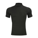Mens Bodybuilding Sports Tight T-shirt Summer Compression Turtleneck Short Sleeve Gym Fitness Running Quick Dry Male Workout Top