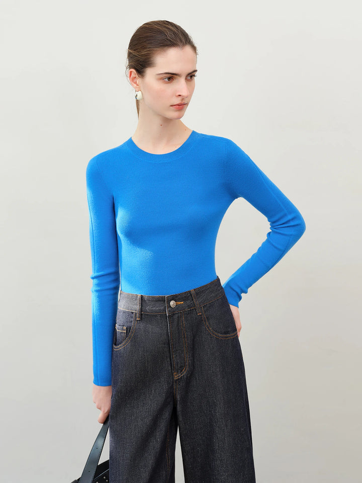 FSLE【Premium Series】German Biella Wool Autumn Super Fine Washable Seamless One-Piece Mock Neck Thermal Base Layer Shirt Women
