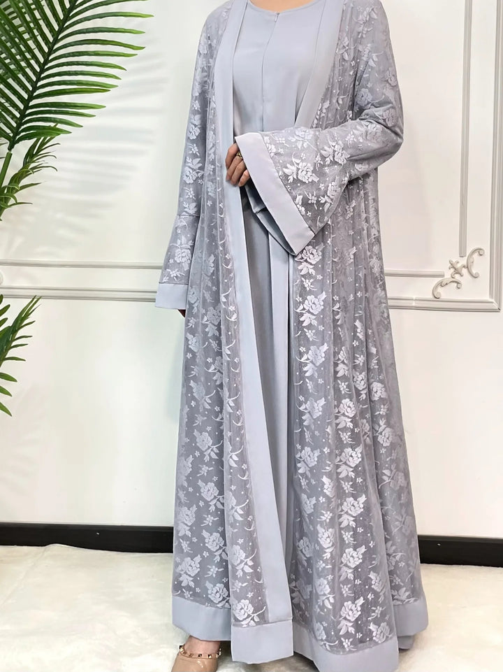Ramadan Eid Prayer Lace Abaya 2 Piece Set Inner Dress Women Flare Sleeve Long Abayas Kaftan Djellaba Dubai Party Vestidos 2026
