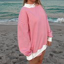 Striped Sweatshirt Sets for Women 2 Piece Shorts Outfits Y2k Long Sleeve High Neck Pullover and Shorts Lounge Fall Tracksuit