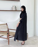 Retro Printed Pleated Windbreaker Women's Patchwork Collar Belt Long Windbreaker Jacket Saudi Arabia New Muslim Abaya