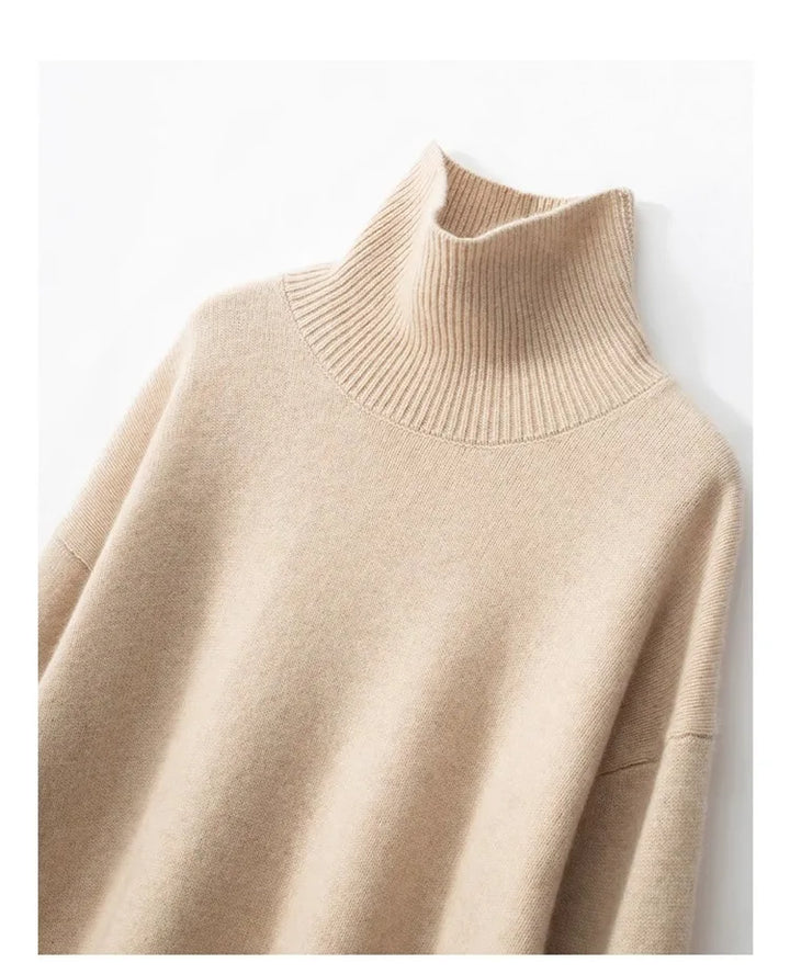 2024 Autumn and Winter New Thick Cashmere Sweater Women High Neck Pullover Sweater Warm Loose Knitted Base Sweater Jacket Tops