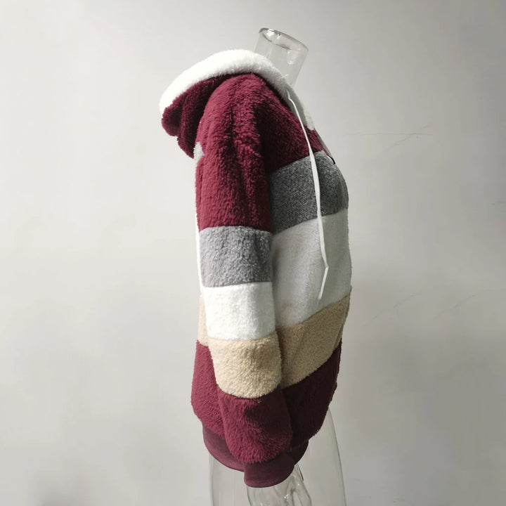 Winter Fashion Women's Coat 2025 Hooded Zipper Ladies Jacket Spliced Thick Cashmere Women Jacket Stitching Plaid Ladies Coats