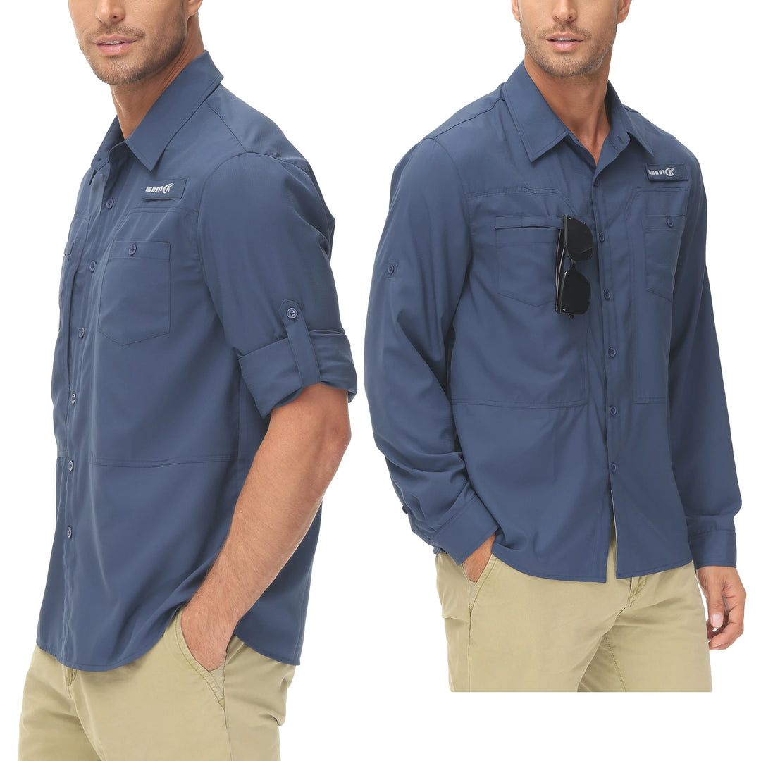 Summer Men's UPF 50+ Casual Long Sleert with Breathable B