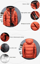 -20 Degree Winter Men White Duck Down Jacket Thick Warm Snow Coat Male Hood Windbreaker Down Parkas Outerwear Sportswear Puffer