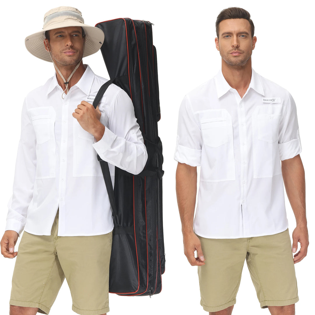 Summer Men's UPF 50+ Casual Long Sleert with Breathable B