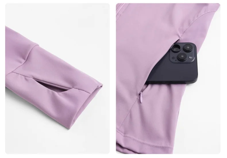 DRUR Autumn Winter Yoga Top Women Hooded Workout Jacket Zip Up Athletic Running Shirts with Pockets Sportswear Christmas Gifts