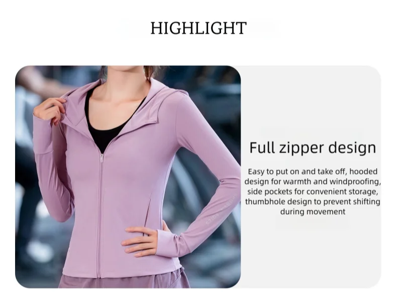 DRUR Autumn Winter Yoga Top Women Hooded Workout Jacket Zip Up Athletic Running Shirts with Pockets Sportswear Christmas Gifts