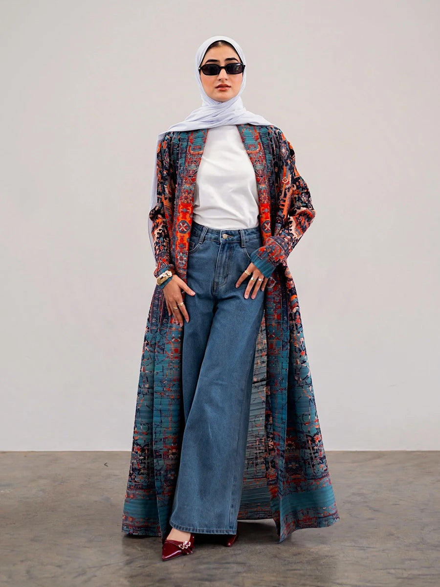 Abaya Ramadan 2025 Luxury Evening Formal Robe For Women Casual Elegant Dubai Pleated Long Sleeve Cardigan Trench Coats Female