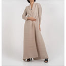 Retro Printed Pleated Windbreaker Women's Patchwork Collar Belt Long Windbreaker Jacket Saudi Arabia New Muslim Abaya