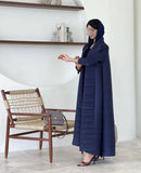 Retro Printed Pleated Windbreaker Women's Patchwork Collar Belt Long Windbreaker Jacket Saudi Arabia New Muslim Abaya