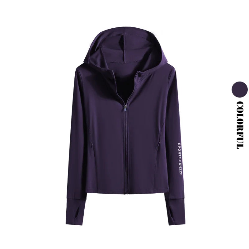 DRUR Autumn Winter Yoga Top Women Hooded Workout Jacket Zip Up Athletic Running Shirts with Pockets Sportswear Christmas Gifts