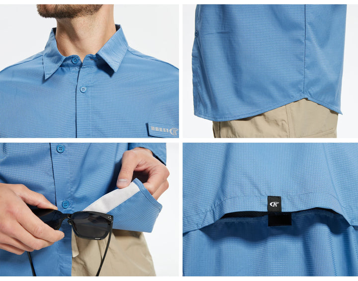 Summer Men's UPF 50+ Casual Long Sleert with Breathable B