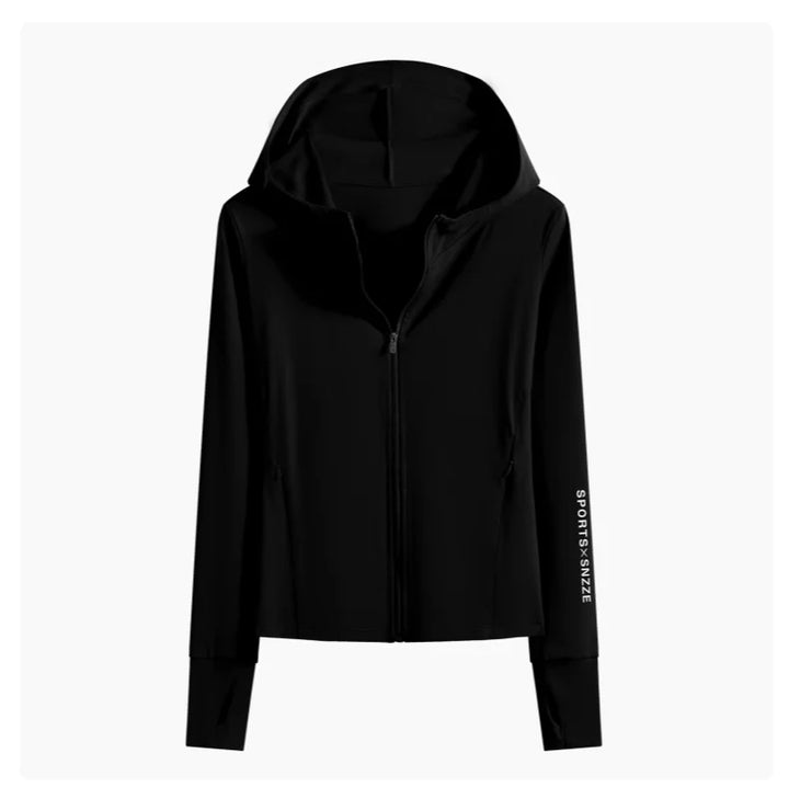 DRUR Autumn Winter Yoga Top Women Hooded Workout Jacket Zip Up Athletic Running Shirts with Pockets Sportswear Christmas Gifts