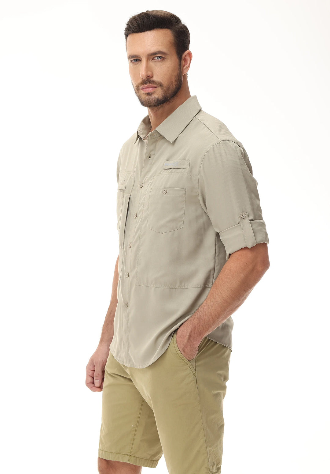 Summer Men's UPF 50+ Casual Long Sleert with Breathable B