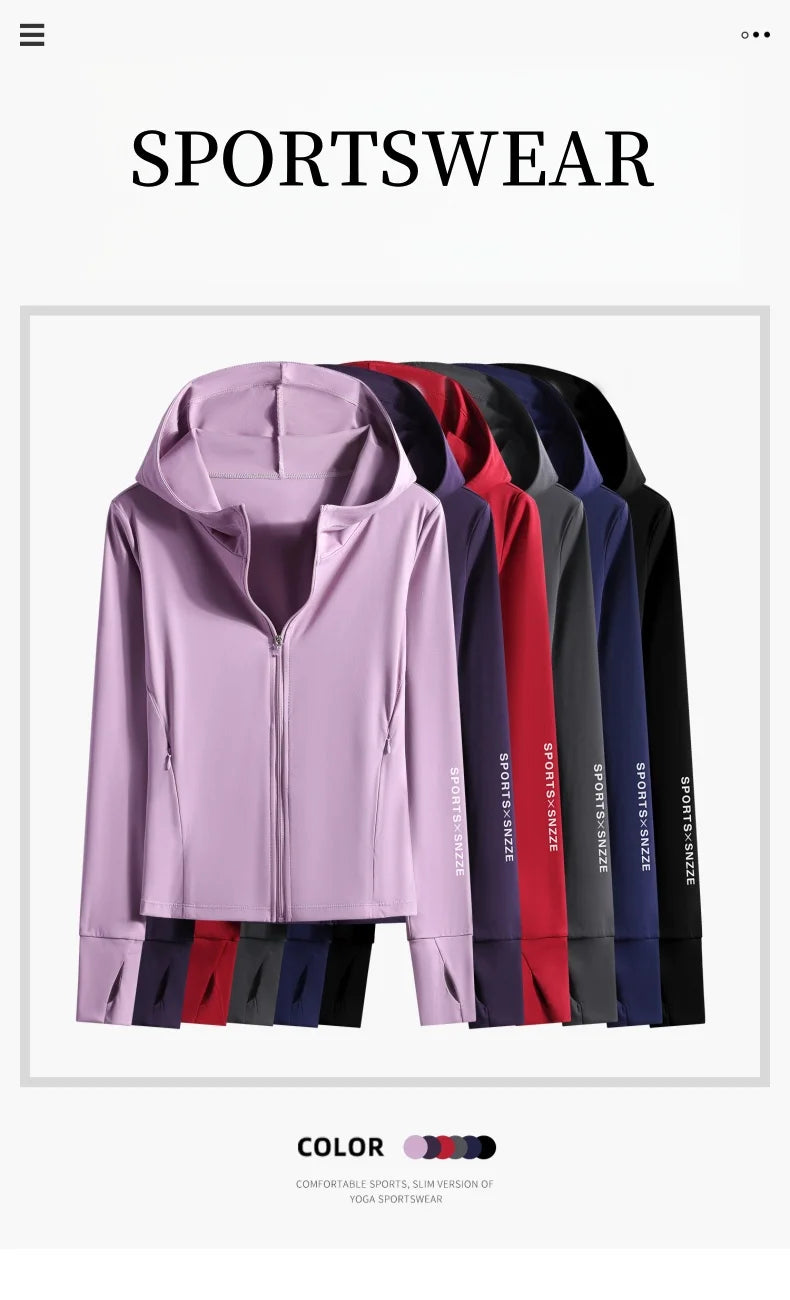 DRUR Autumn Winter Yoga Top Women Hooded Workout Jacket Zip Up Athletic Running Shirts with Pockets Sportswear Christmas Gifts