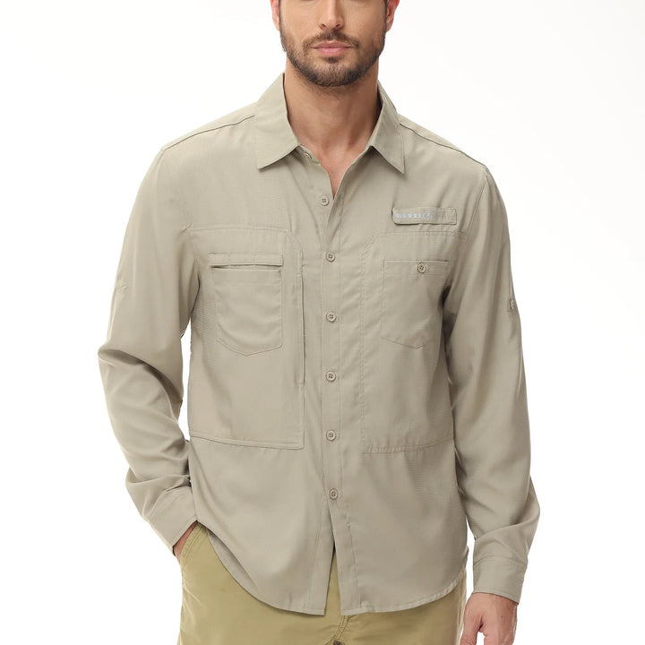 Summer Men's UPF 50+ Casual Long Sleert with Breathable B