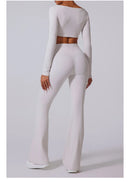 Women High Waist Flared Leggings Gym Fitness Yoga Pants Workout Runing Sport Leggings Women's Control Tummy Yoga Wide Leg Pants