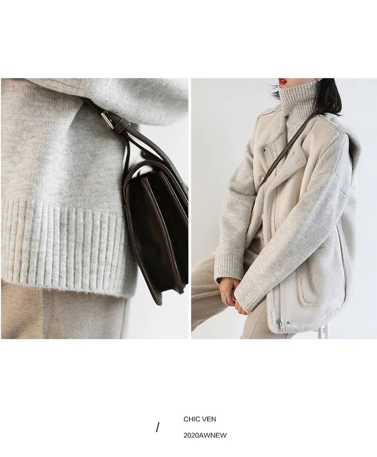 CHIC VEN Women's Sweater Autumn Winter New Turtleneck Knit Pullover Loose Clothes for Women Warm Solid Basic Female Tops 2023