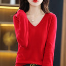 Autumn Winter Women Sweater 2026 Korean Fashion Knitwears Warm Long Sleeve V-neck Knit Pullovers Slim Fit Bottoming Shirt Jumper