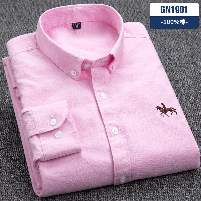 Oxford Shirts for Men 100% Cotton Men Sleeve Casual Shirts