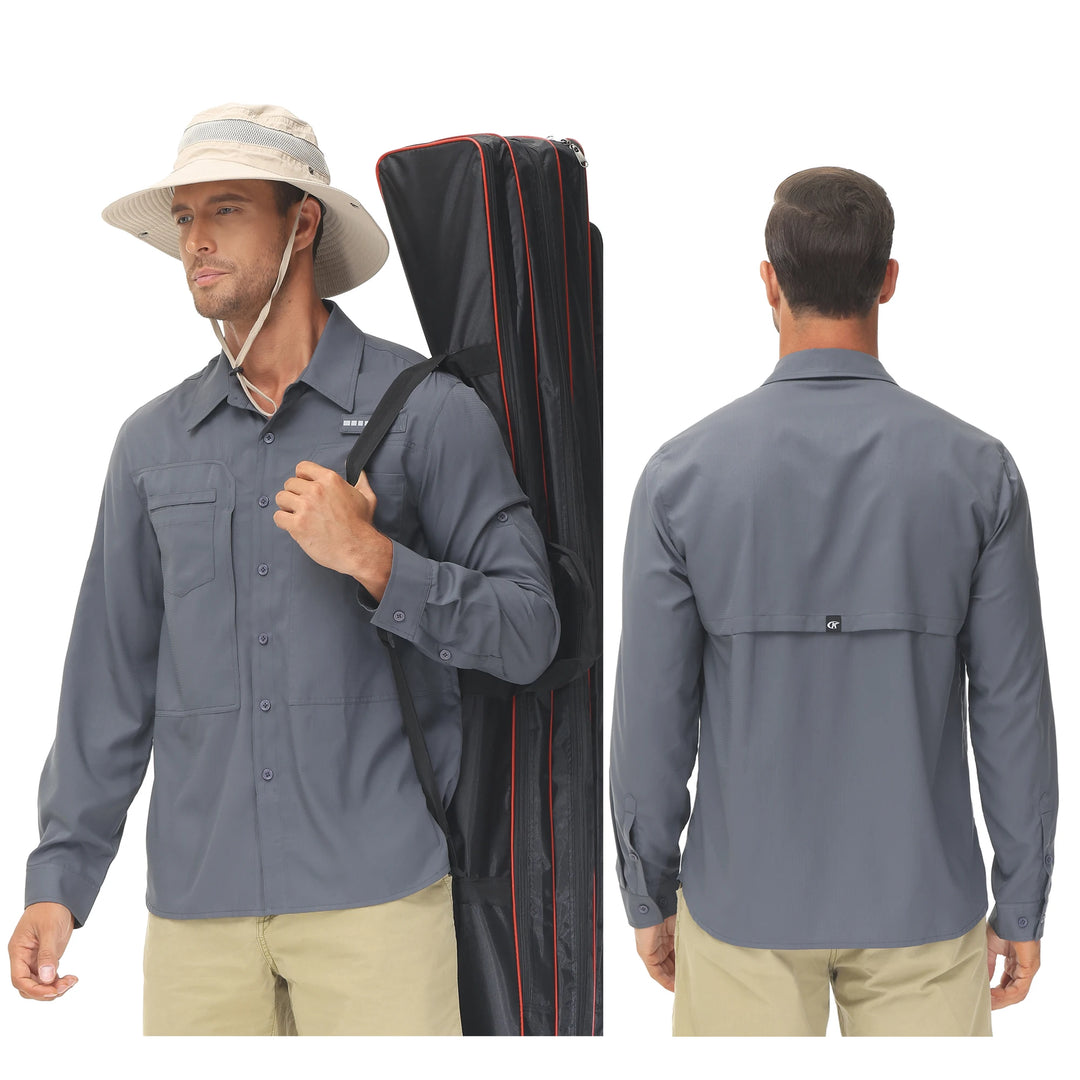 Summer Men's UPF 50+ Casual Long Sleert with Breathable B