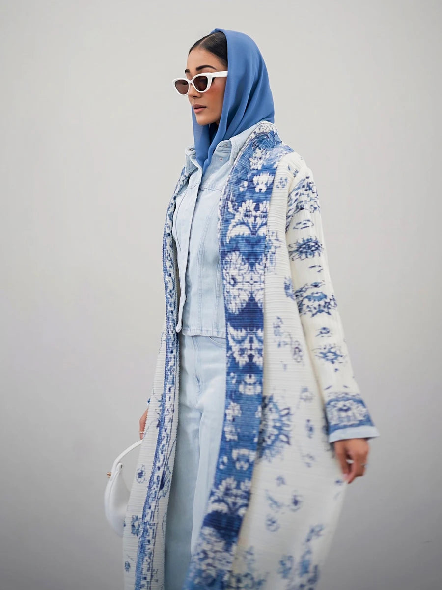 Abaya Ramadan 2025 Luxury Evening Formal Robe For Women Casual Elegant Dubai Pleated Long Sleeve Cardigan Trench Coats Female