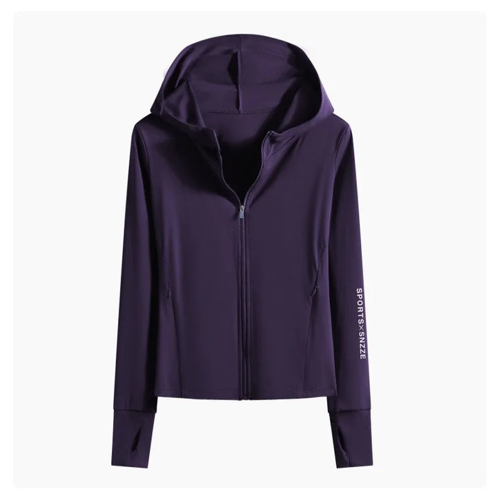 DRUR Autumn Winter Yoga Top Women Hooded Workout Jacket Zip Up Athletic Running Shirts with Pockets Sportswear Christmas Gifts
