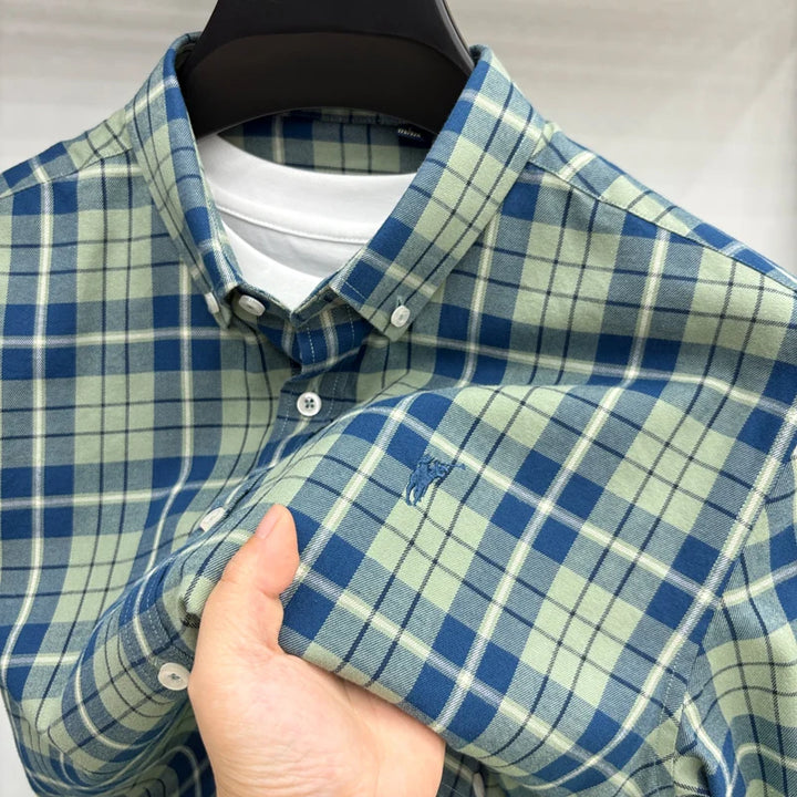 Luxury Brand Embroidery 100% Cotton Long Sleeved Shirt Men