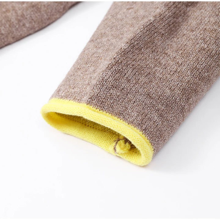 Fashion Contrasting Knitted Cardigan Elegant Long Sleeve Pockets Zipper Women Warm Sweater 2026 Spring Street Lady Chic Outwear