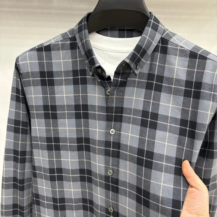 Luxury Brand Embroidery 100% Cotton Long Sleeved Shirt Men