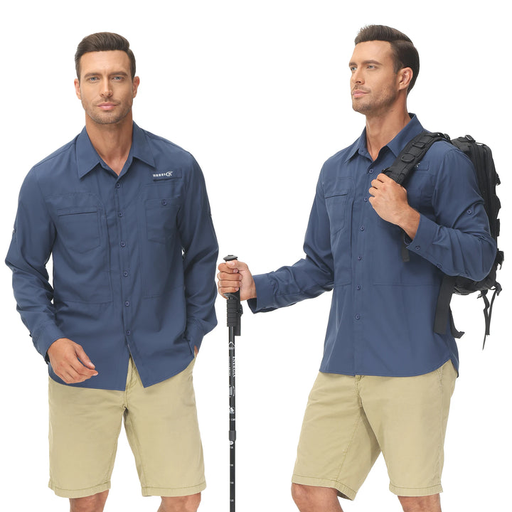 Summer Men's UPF 50+ Casual Long Sleert with Breathable B
