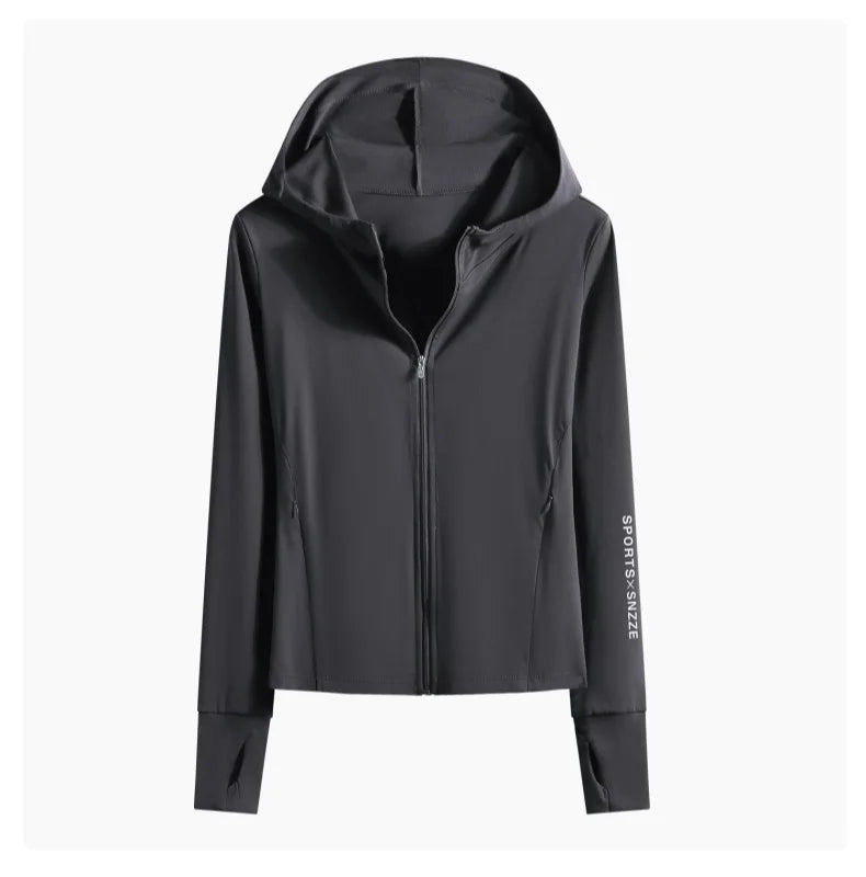 DRUR Autumn Winter Yoga Top Women Hooded Workout Jacket Zip Up Athletic Running Shirts with Pockets Sportswear Christmas Gifts