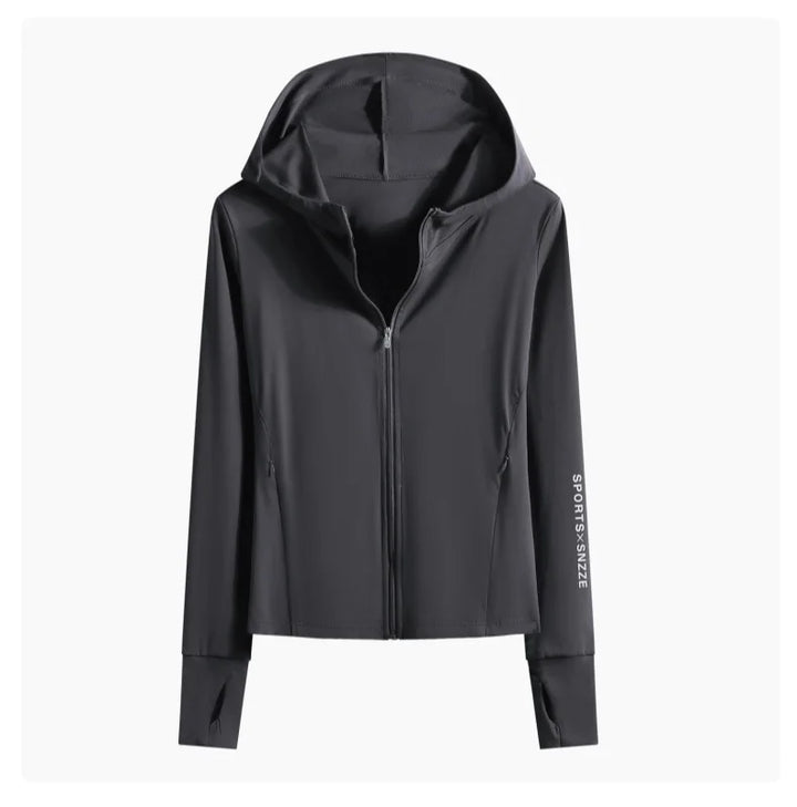 DRUR Autumn Winter Yoga Top Women Hooded Workout Jacket Zip Up Athletic Running Shirts with Pockets Sportswear Christmas Gifts