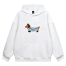 Women Sweatshirt Streetwear Couples Tops Casual Loose Hoodie Autumn Winter Cartoon Dog Embroidery Hooded Pullover