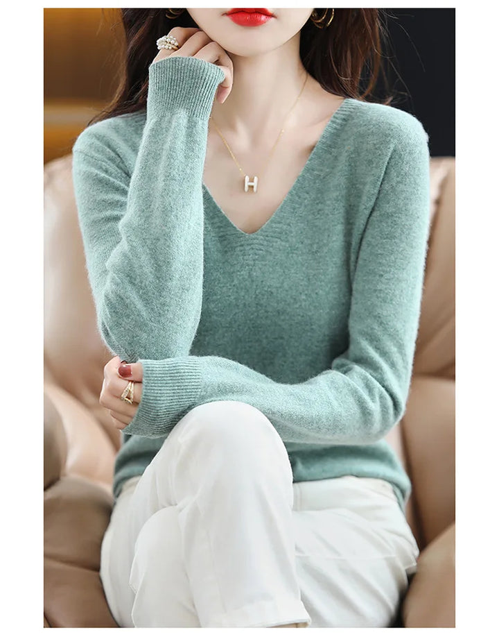 Autumn Winter Women Sweater 2026 Korean Fashion Knitwears Warm Long Sleeve V-neck Knit Pullovers Slim Fit Bottoming Shirt Jumper