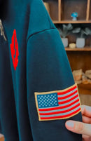 Y2K America Retro Embroidery Pullover White Quarterzip Stand Collar Polo Shirt Sweatshirt Casual Men Clotheing