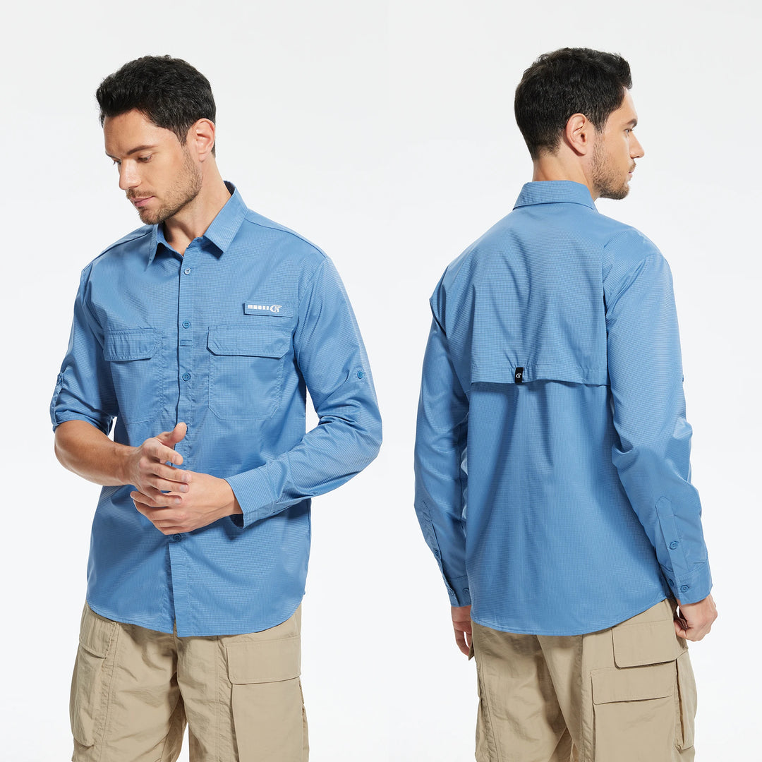 Summer Men's UPF 50+ Casual Long Sleert with Breathable B