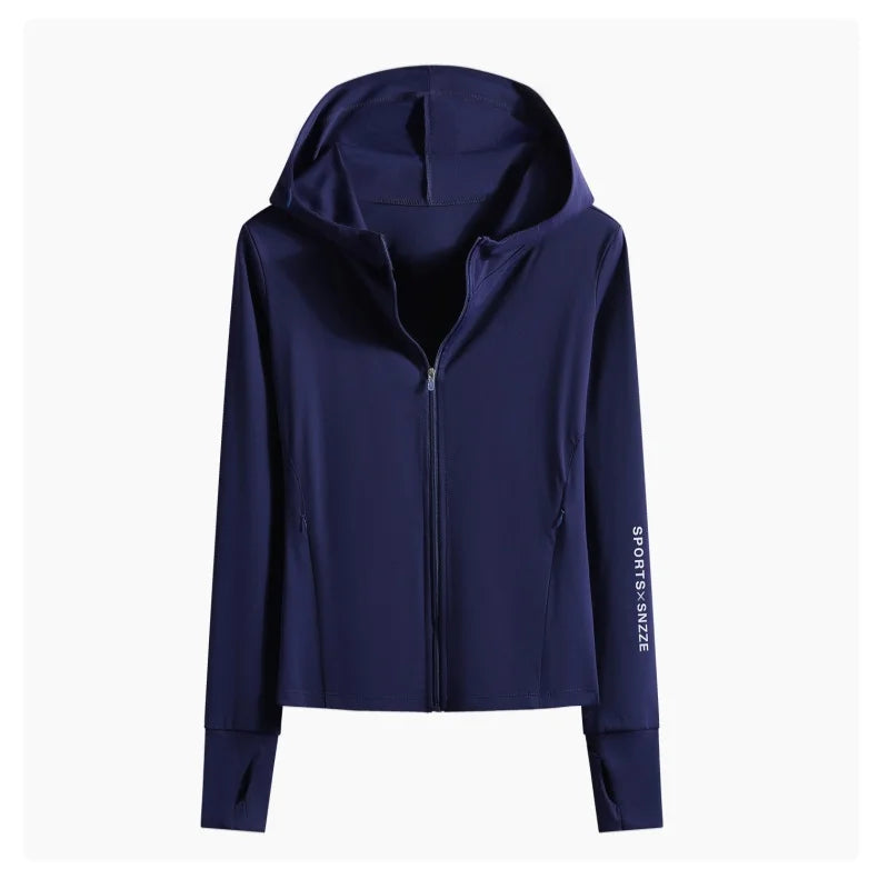DRUR Autumn Winter Yoga Top Women Hooded Workout Jacket Zip Up Athletic Running Shirts with Pockets Sportswear Christmas Gifts