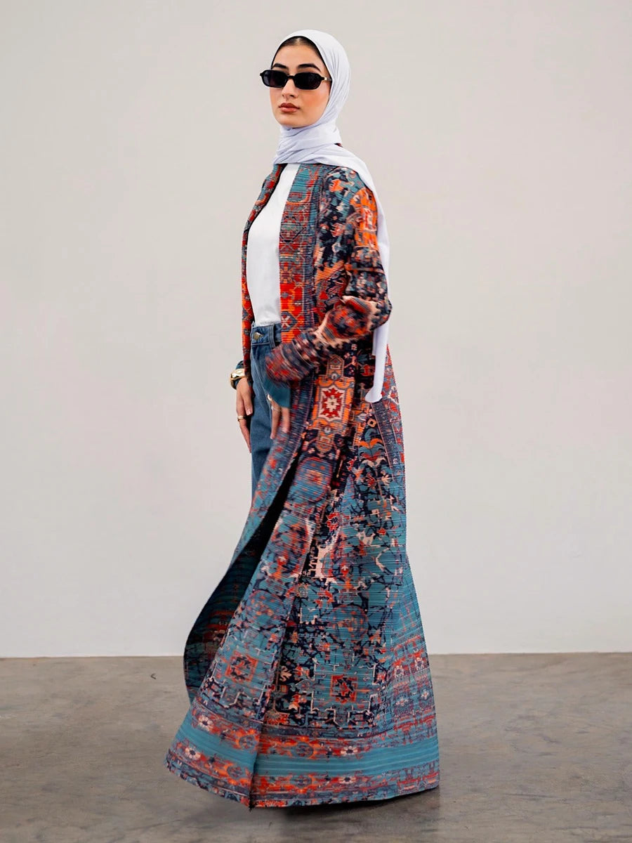 Abaya Ramadan 2025 Luxury Evening Formal Robe For Women Casual Elegant Dubai Pleated Long Sleeve Cardigan Trench Coats Female