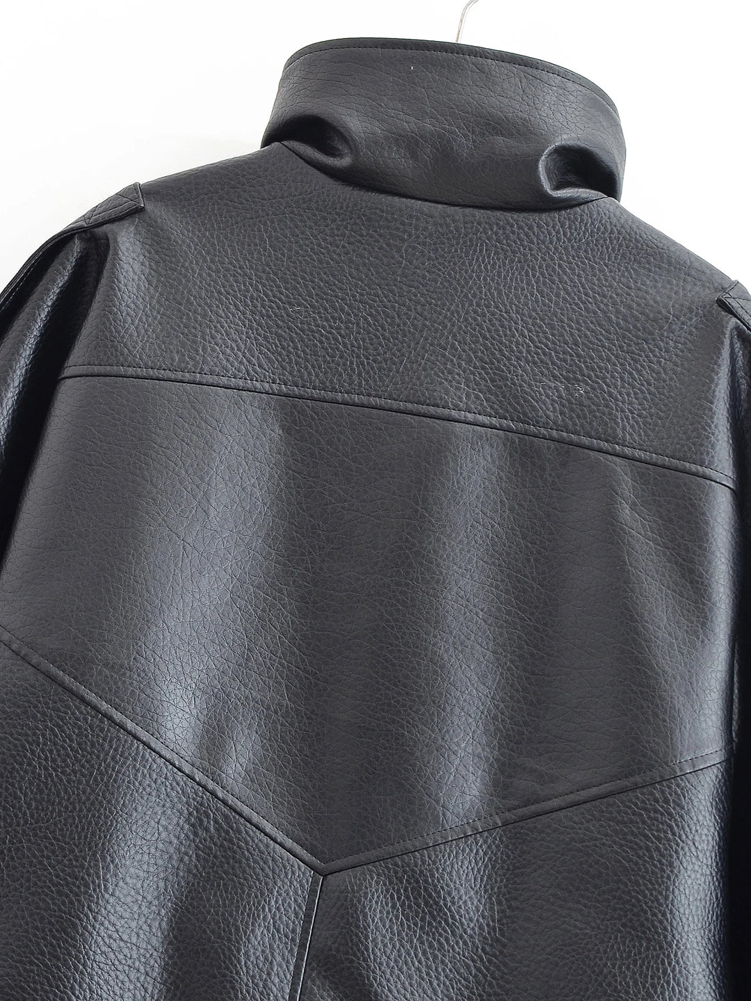 HH Autumn Faux Leather Jacket For Women Casual Solid Long Sleeve Zipper Pu Leather Coats New Fashion Female Streetwear