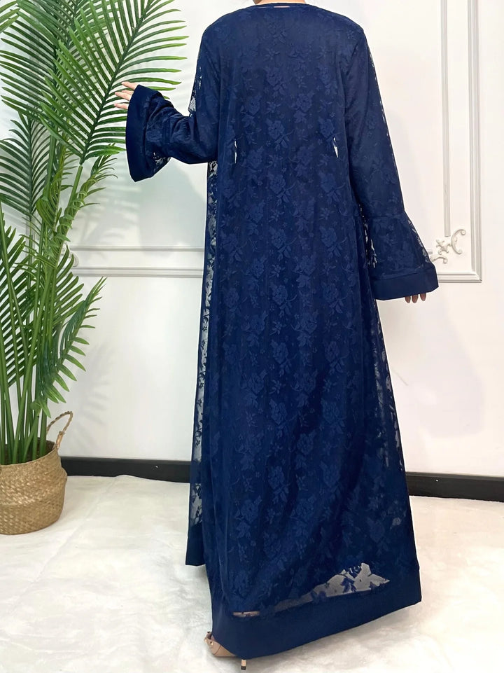 Ramadan Eid Prayer Lace Abaya 2 Piece Set Inner Dress Women Flare Sleeve Long Abayas Kaftan Djellaba Dubai Party Vestidos 2026
