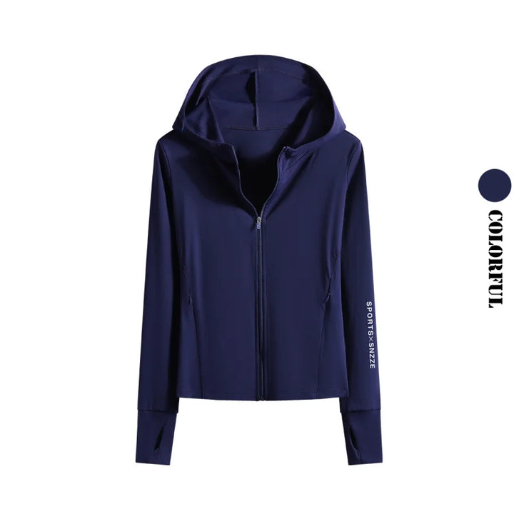 DRUR Autumn Winter Yoga Top Women Hooded Workout Jacket Zip Up Athletic Running Shirts with Pockets Sportswear Christmas Gifts