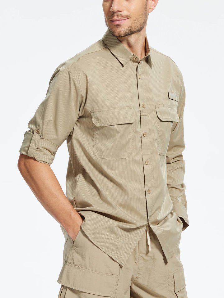 Summer Men's UPF 50+ Casual Long Sleert with Breathable B