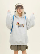Women Sweatshirt Streetwear Couples Tops Casual Loose Hoodie Autumn Winter Cartoon Dog Embroidery Hooded Pullover